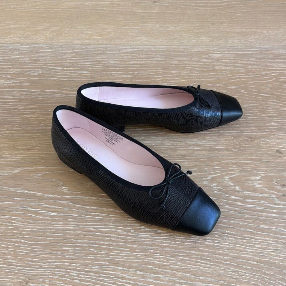 J Crew Ballet Flats Lizzard Embossed Sophie Size 8.5 Dark Brown Black